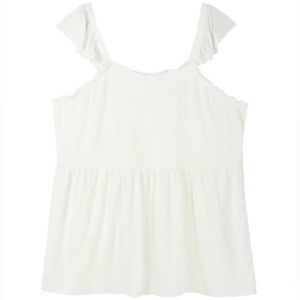 89th + Madison Ruffle Sleeve Tank 2X Chalk/White